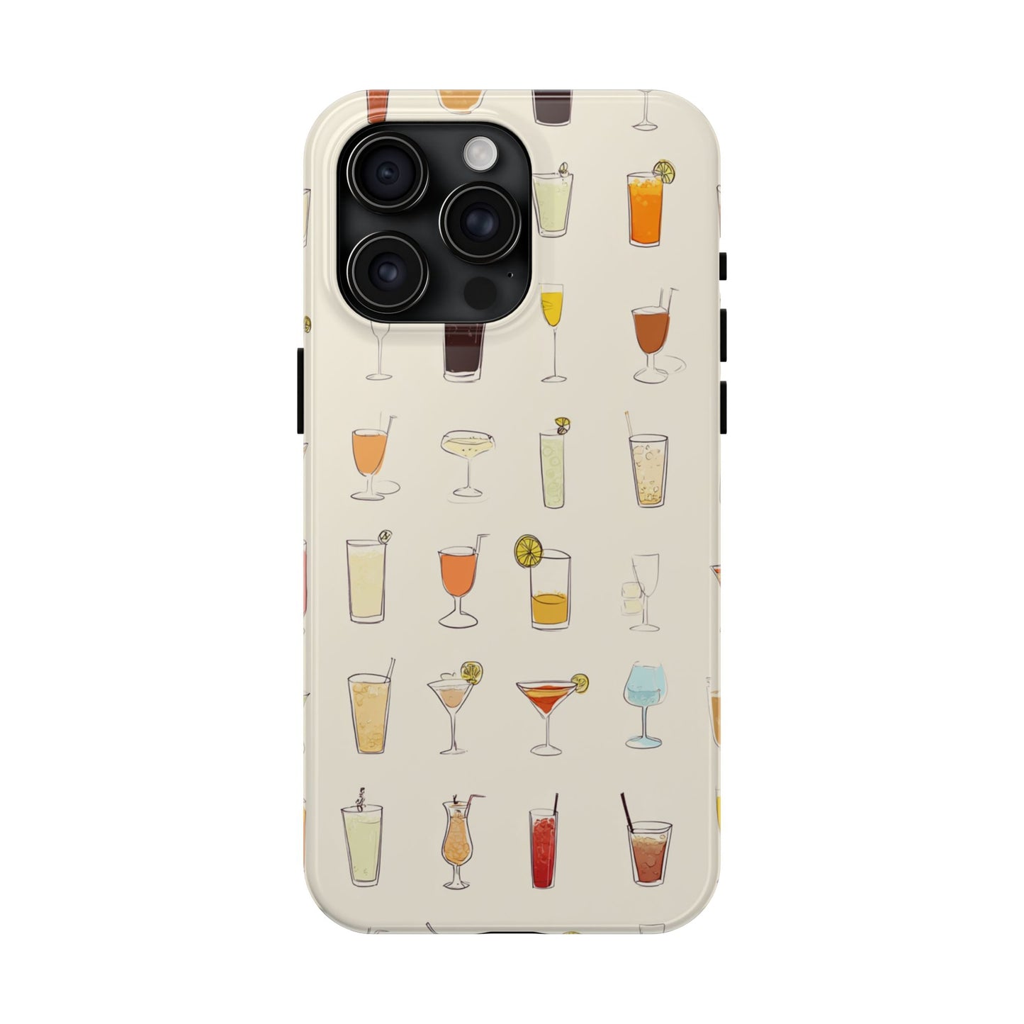 Cocktail Martini Wine Pattern Tough Phone Case — Colorful Drinks Design for Bar Lovers