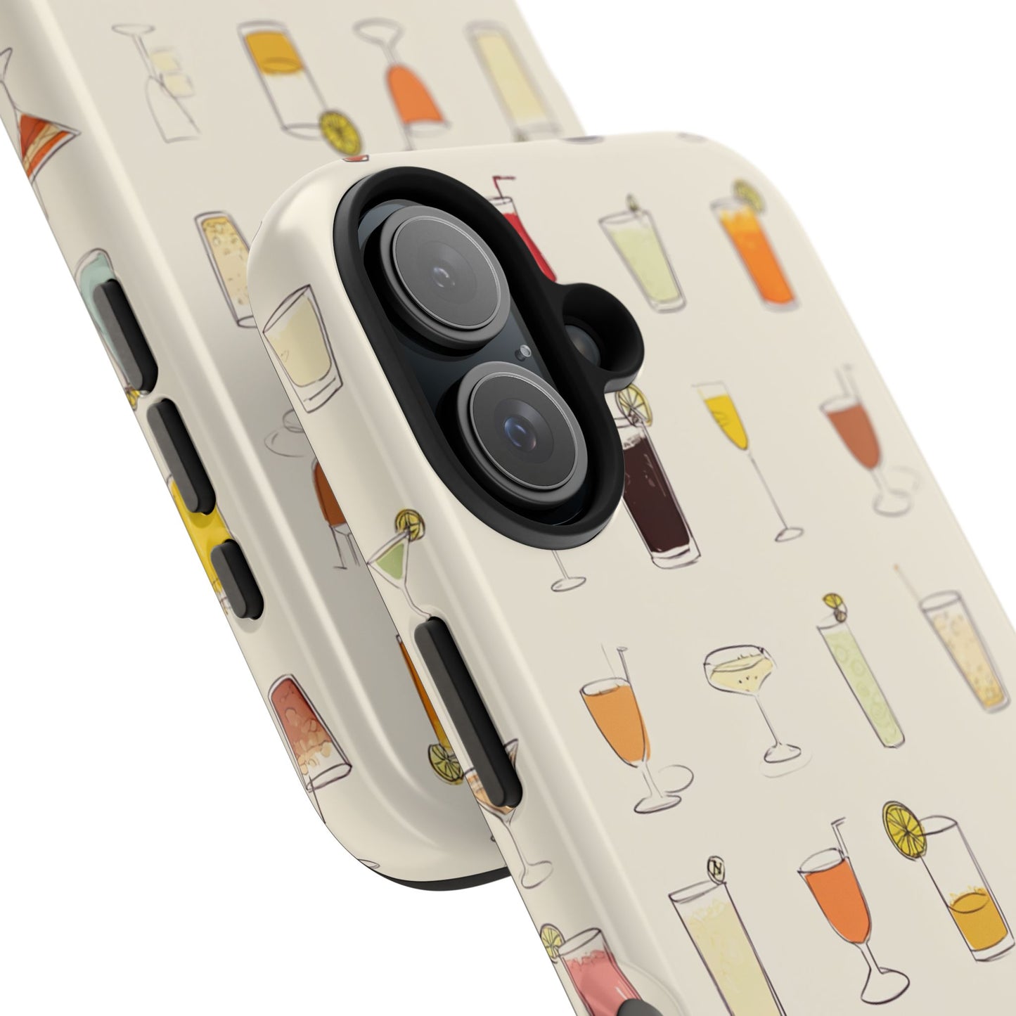 Cocktail Martini Wine Pattern Tough Phone Case — Colorful Drinks Design for Bar Lovers