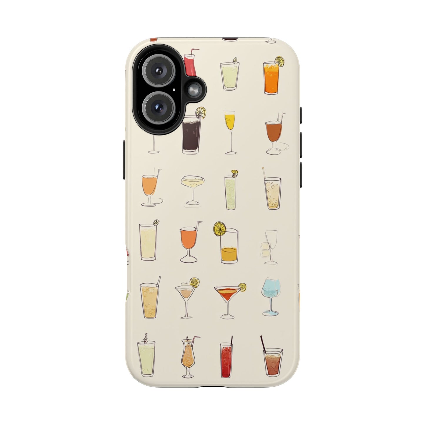 Cocktail Martini Wine Pattern Tough Phone Case — Colorful Drinks Design for Bar Lovers