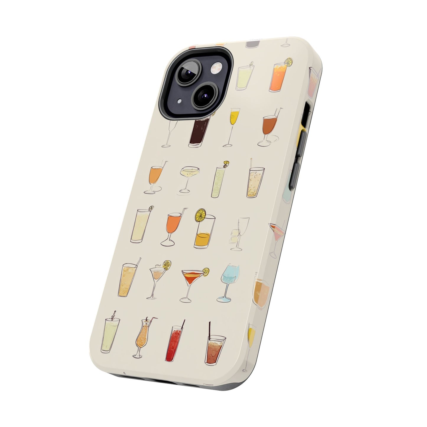 Cocktail Martini Wine Pattern Tough Phone Case — Colorful Drinks Design for Bar Lovers