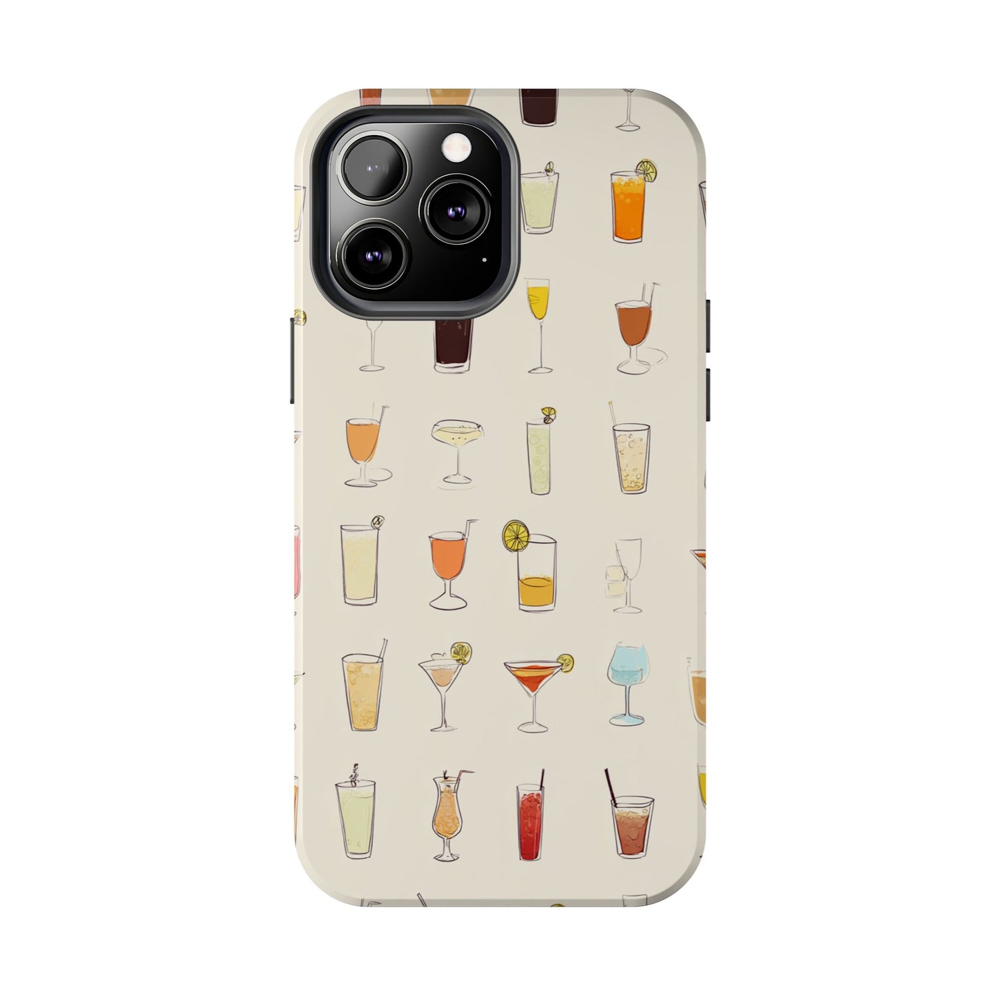 Cocktail Martini Wine Pattern Tough Phone Case — Colorful Drinks Design for Bar Lovers