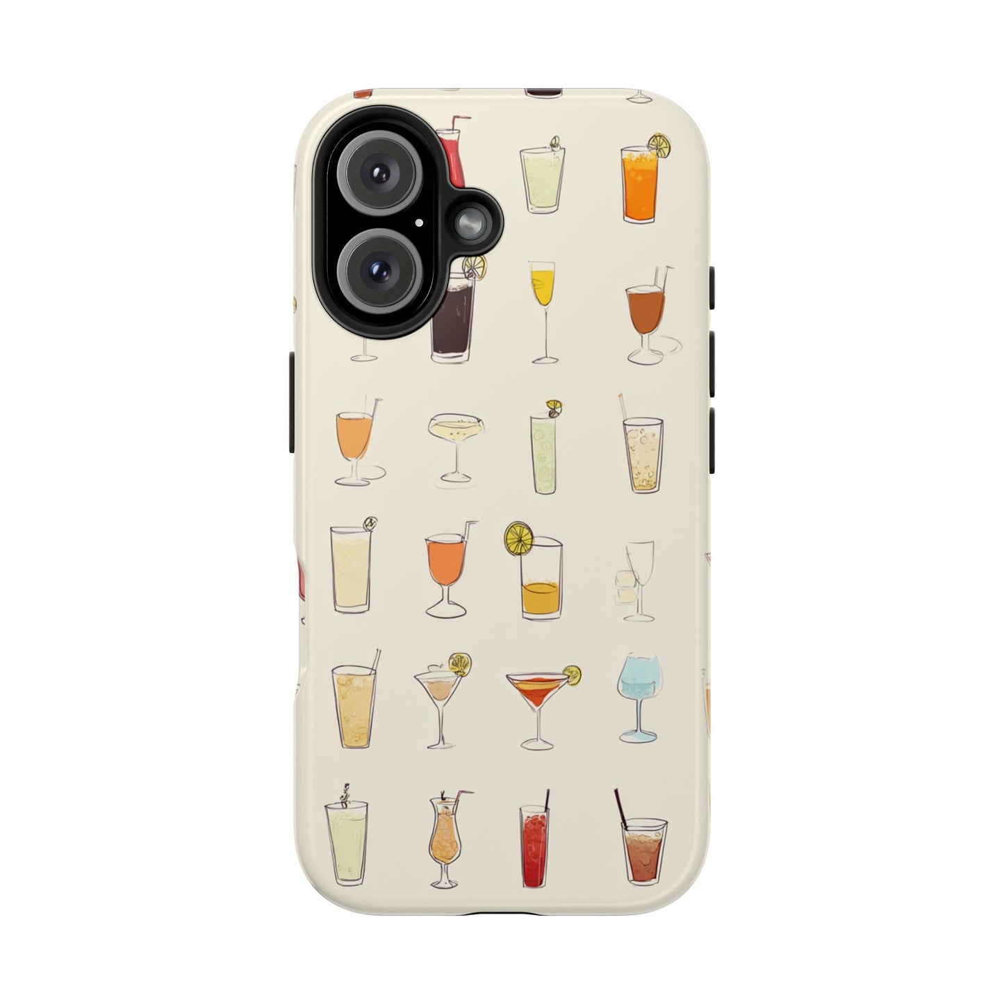 Cocktail Martini Wine Pattern Tough Phone Case — Colorful Drinks Design for Bar Lovers