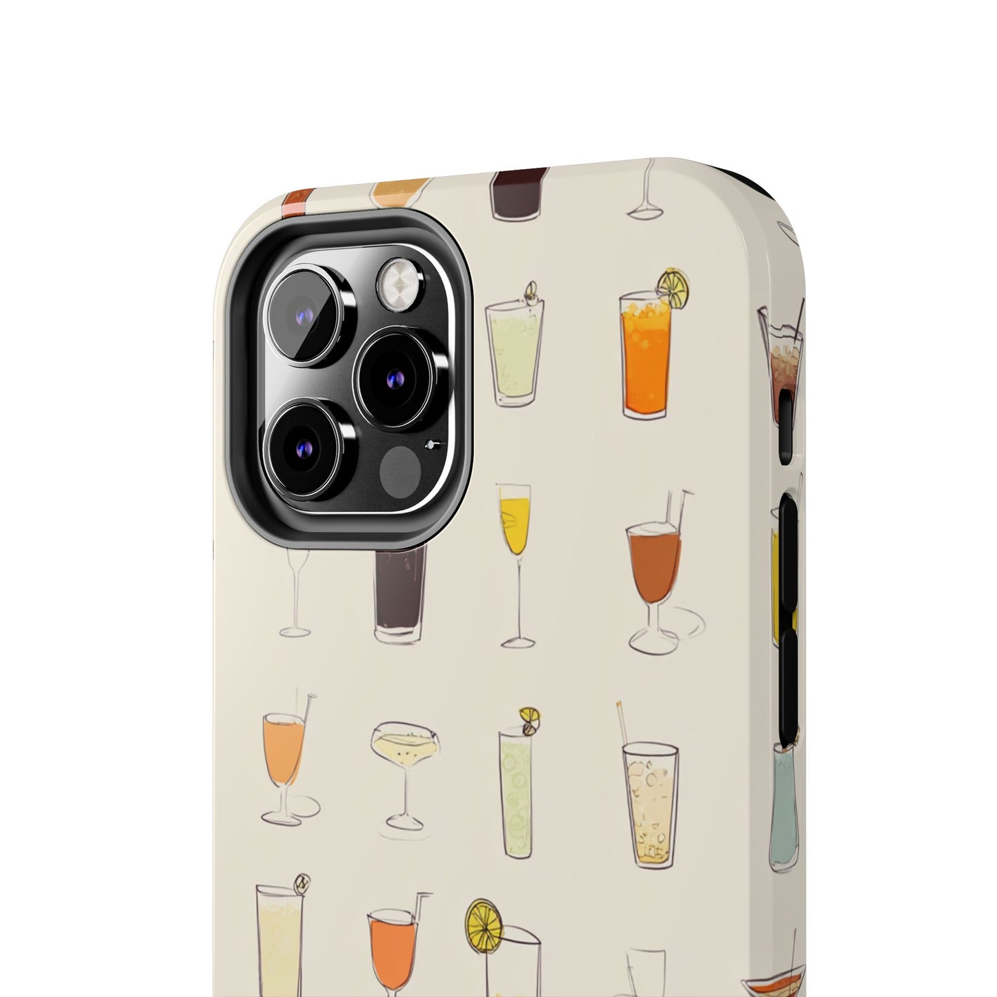 Cocktail Martini Wine Pattern Tough Phone Case — Colorful Drinks Design for Bar Lovers
