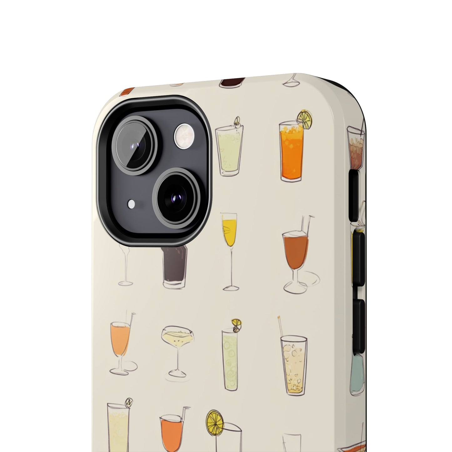 Cocktail Martini Wine Pattern Tough Phone Case — Colorful Drinks Design for Bar Lovers