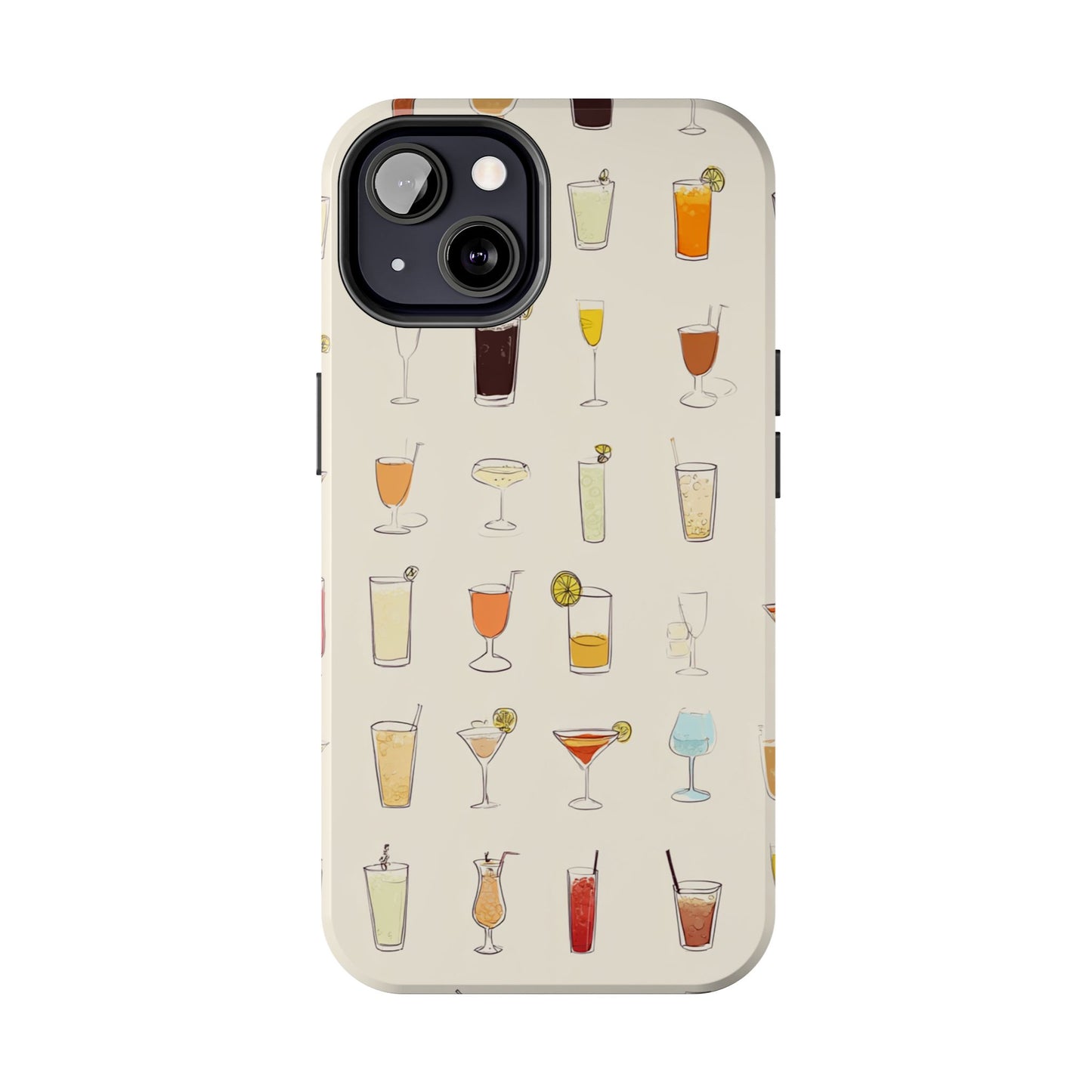 Cocktail Martini Wine Pattern Tough Phone Case — Colorful Drinks Design for Bar Lovers
