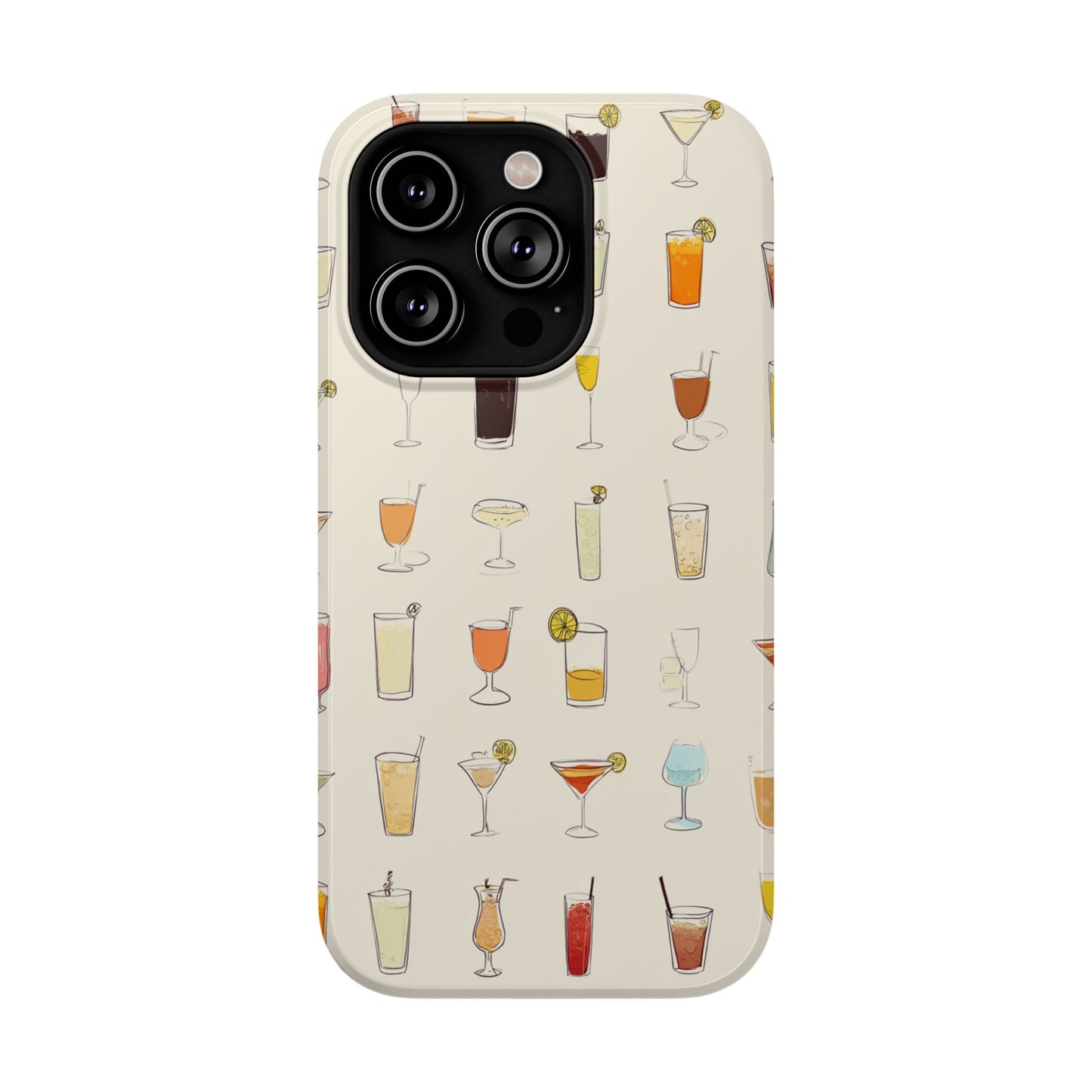 Cocktail Martini Pattern Phone Case — Retro Drink Glasses Design