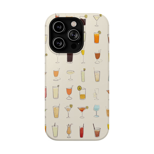 Cocktail Martini Pattern Phone Case — Retro Drink Glasses Design